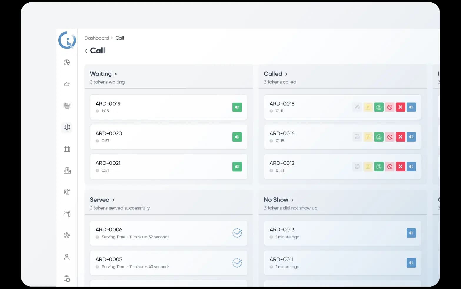 Queue call management workflow interface